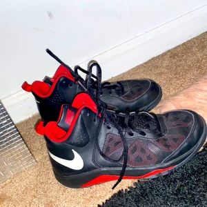 Red & Black Nike high top sneakers